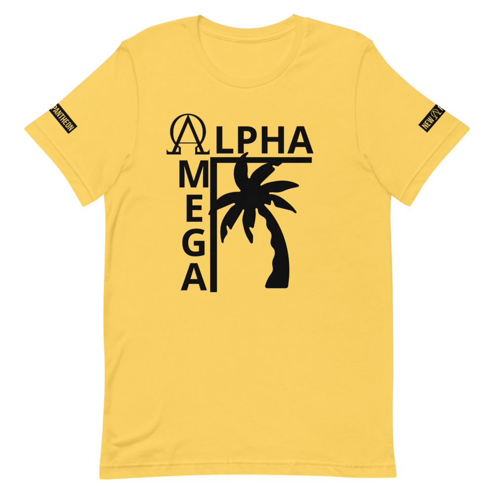 Alpha Omega Palm Tee In Yellow - New Pantheon